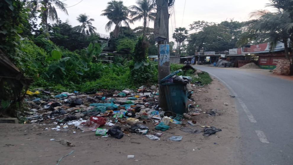 রাস্তার পাশে অসংখ্য ময়লার স্তূপ, যেন দেখার কেউ নেই!