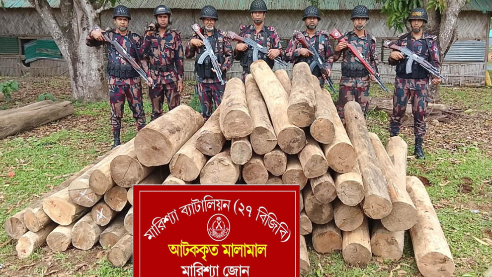 ২৭ বিজিবির অভিযান, বিপুল পরিমাণ অবৈধ সেগুন কাঠ জব্দ