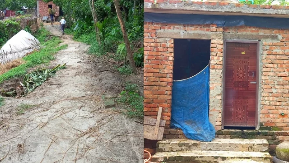 রাস্তার ইট তুলে ইউপি মেম্বারের বাড়িতে পাকা বাথরুম