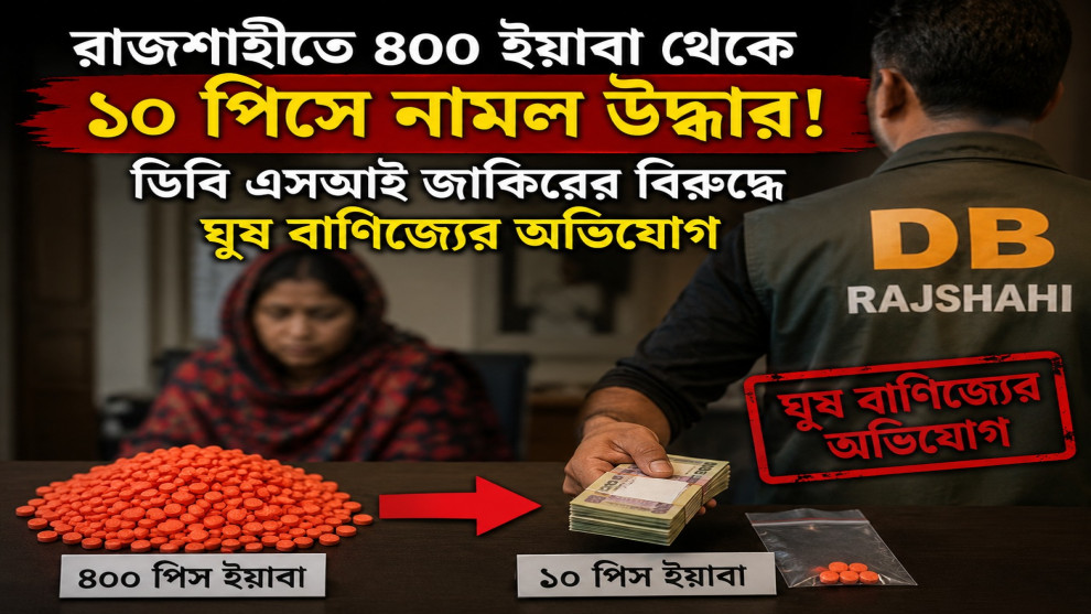 রাজশাহীতে ৪০০ ইয়াবা থেকে ১০ পিসে নামল উদ্ধার, ডিবি এসআই জাকিরের বিরুদ্ধে ঘুষ বাণিজ্যের অভিযোগ