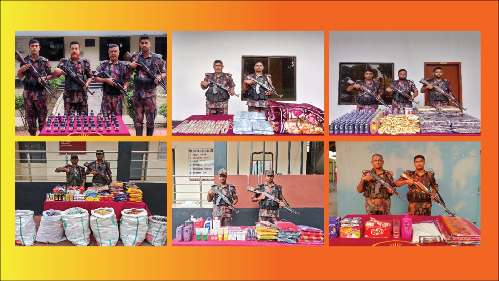 বিজিবির অভিযানে প্রায় ৩২ লক্ষ টাকার মাদকদ্রব্য ও চোরাচালান পণ্য আটক