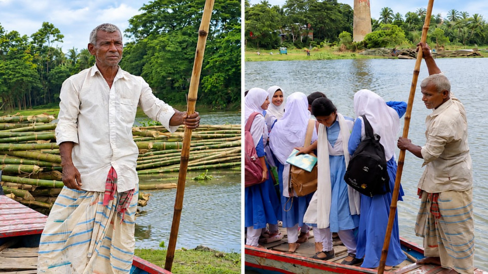 ৪২ বছর ধরে শিক্ষার্থীদের বিনা ভাড়ায় নদী পার করান কামলেশ মাঝি